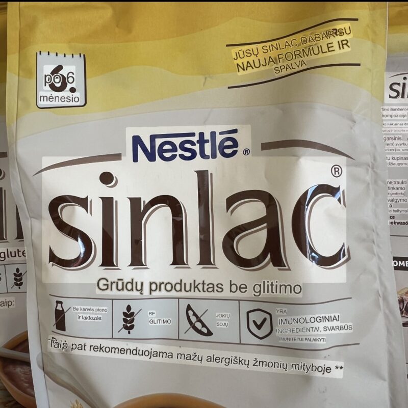 NESTLE SINLAC grūdų produktas be glitimo, alergiškiems vaikams nuo 6 mėn. 500 g - Image 2